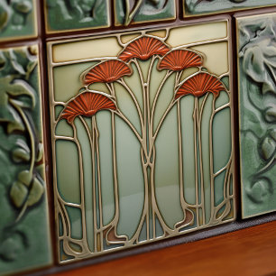 Oogst Crescendo Art Nouveau Keramische Tegel Tegeltje