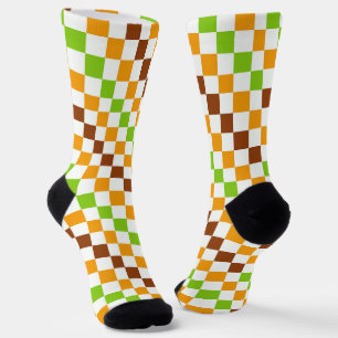 Oogst diagonaal schaakbordpatroon sokken