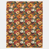 Oogst-geïnspireerde Bloemenpompoenen Seizoensgebon Fleece Deken (Voorkant)