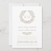 Oogst gestileerde krans monogram bruiloft foto kaart (Voorkant)