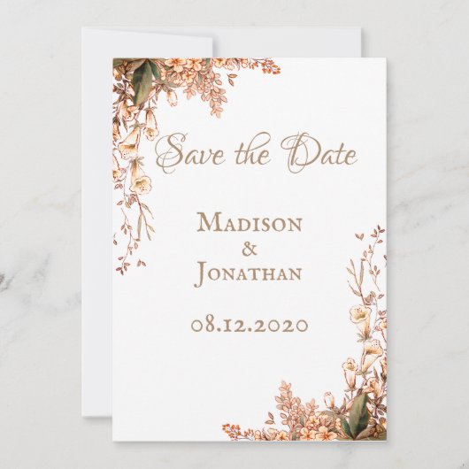 Oogst Guirlande Script Elegante Herfst Bruiloft Save The Date (Voorkant)