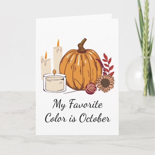 Oogst in de herfst - Pompoen, Bloemen en Kaarsen  Kaart (Voorkant)