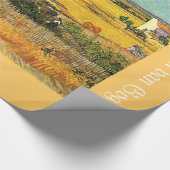 Oogst in La Crau, met Montmajour in de Backgro Cadeaupapier (Hoek)