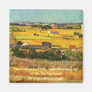 Oogst in La Crau, Montmajour door Vincent van Gogh Magneet