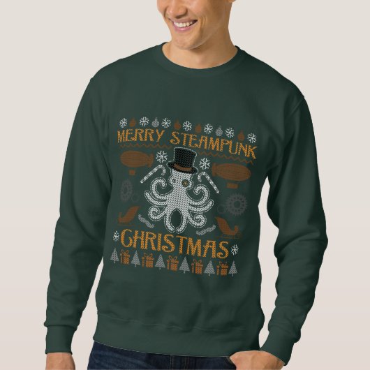 Oogst-kerstSweater Top Hat Octopus Sweatshirt (Voorkant)