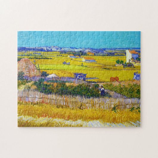 Oogst landschap met Blue Cart Vincent Van Gogh Legpuzzel (Horizontaal)
