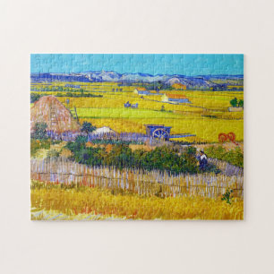 Oogst landschap met Blue Cart Vincent Van Gogh Legpuzzel