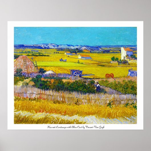 Oogst landschap met Blue Cart Vincent Van Gogh Poster (Voorkant)