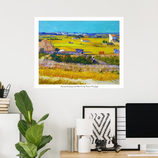 Oogst landschap met Blue Cart Vincent Van Gogh Poster (Thuiskantoor)