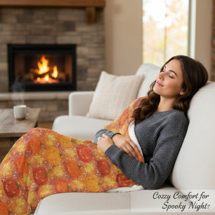 Oogst Pompoen Herfst Bladeren Gezellig Halloween Fleece Deken