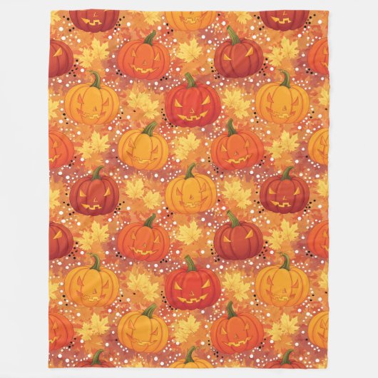 Oogst Pompoen Herfst Herfst Bladeren Gezellig Hall Fleece Deken (Voorkant)