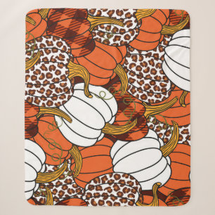 Oogst Pompoen Patchwork Patroon Sherpa Deken