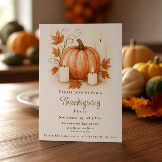 Oogst Pompoen Thanksgiving Diner | Wit Kaart