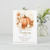 Oogst Pompoen Thanksgiving Diner | Wit Kaart (Staand voorkant)