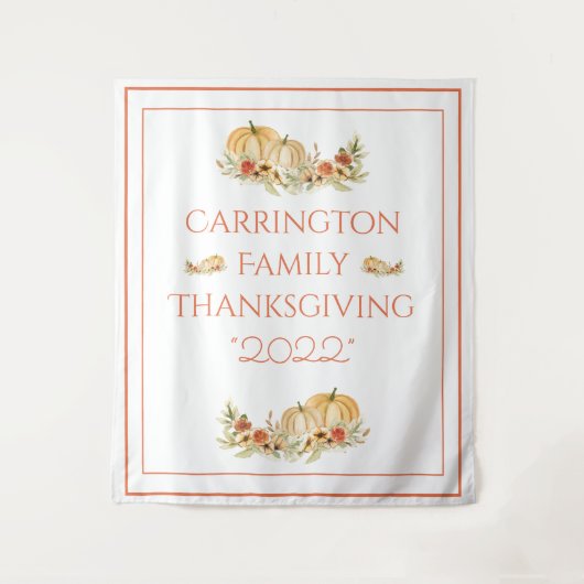 Oogst Pompoenen Bloemige Waterverf Wandkleed (Voorkant)