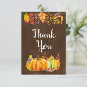 Oogst pompoenen en herfst bladeren grens Bedankt (Staand voorkant)