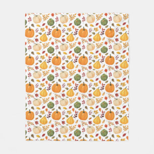 Oogst pompoenen en herfst bladeren patroon fleece deken