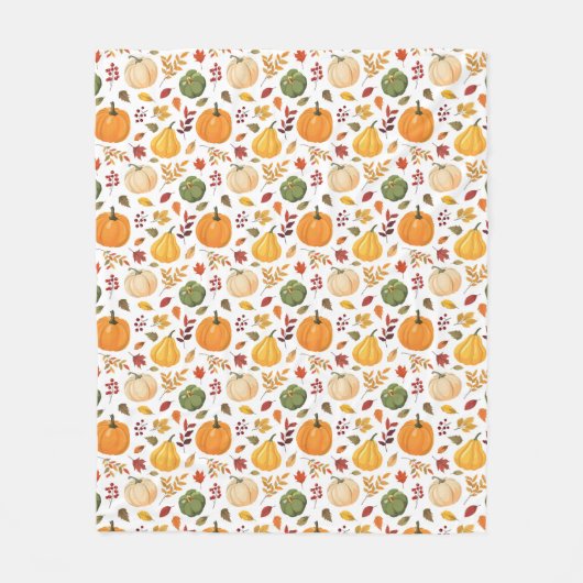 Oogst pompoenen en herfst bladeren patroon fleece deken (Voorkant)
