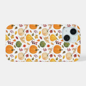 Oogst pompoenen en herfst bladeren patroon iPhone 15 hoesje (Achterkant horizontaal)
