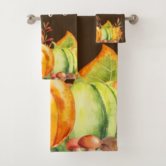 Oogst pompoenen en herfst verlaten grens Thankful Bad Handdoek (Insitu)