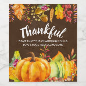Oogst pompoenen en herfst verlaten grens Thankful Wijn Etiket (Enkel label)