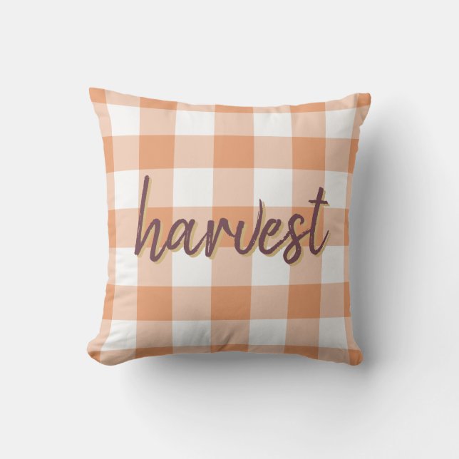 Oogst Pumpkin Oranje Gingham Check Pattern Buitenkussen (Voorkant)