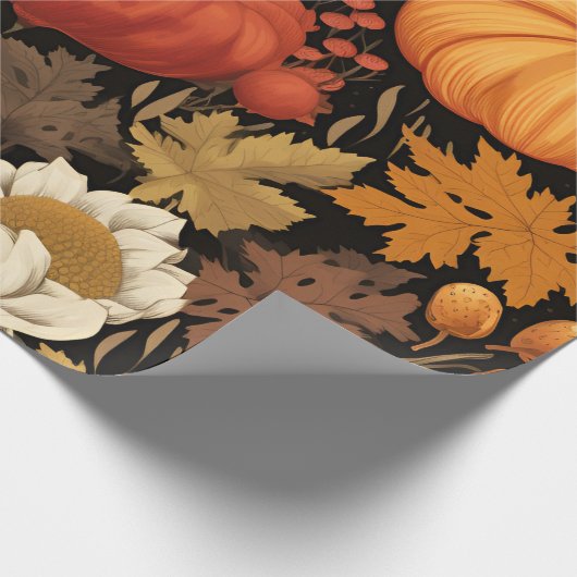 Oogst Pumpkins en Autumn Leaves Cadeaupapier (Hoek)