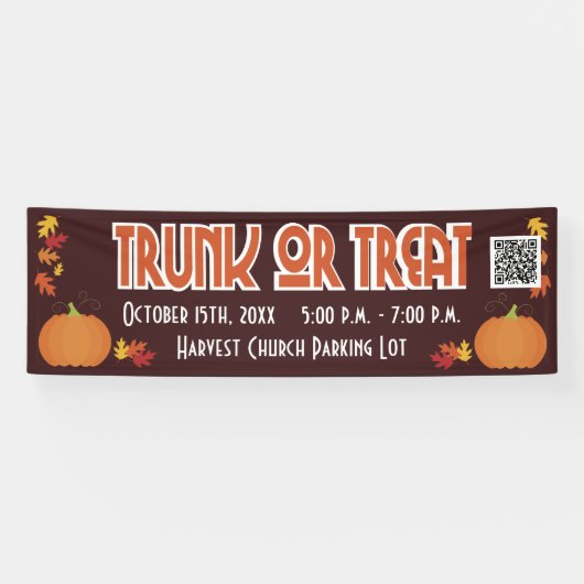 Oogst QR-code Trunk or Treat Spandoek (Horizontaal)