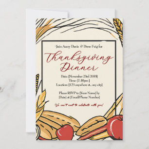 Oogst Thanksgiving-diner met maïs, appels en tarwe Kaart