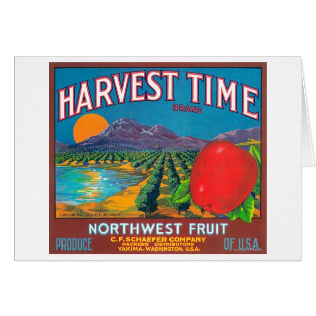 Oogst Time Apple Label - Yakima, WA (Voorkant Horizontaal)