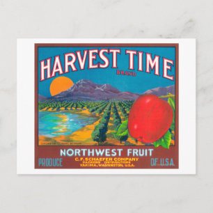 Oogst Time Apple Label - Yakima, WA Briefkaart