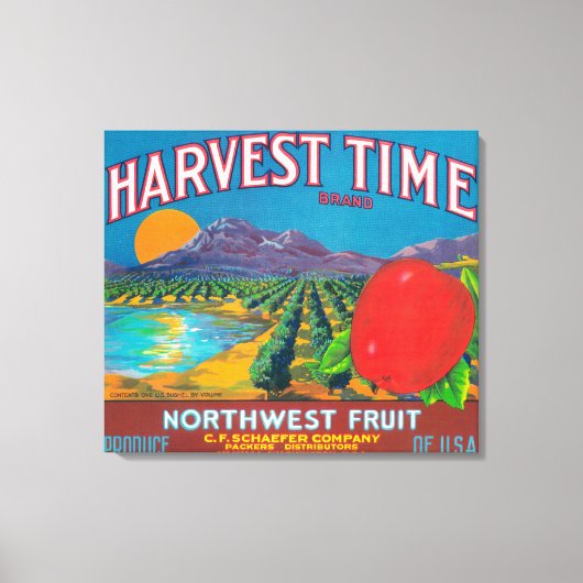 Oogst Time Apple Label - Yakima, WA Canvas Afdruk (Voorkant)