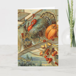 Oogst Turkije en tweedekker Feestdagen Kaart