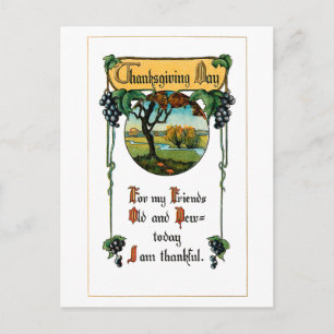 Oogst van druiven en Thanksgiving Feestdagenkaart