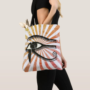 Oogst van paardenpest, Egyptisch symbool Retro Sun Draagtas