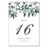 Oogst Waterverf Foliage Table Number Kaart (Achterkant)