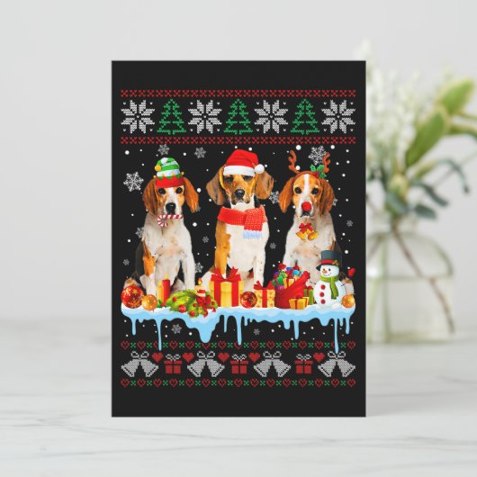 Oogstbeagle Dog Santa Xmas Dog Costume 7 Kaart (Staand voorkant)