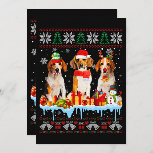 Oogstbeagle Dog Santa Xmas Dog Costume 7 Kaart (Voorkant / Achterkant)