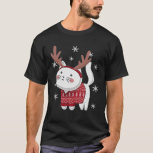 Oogstbeker Kerstavond Kat Reindeer Antlers Headba T-shirt