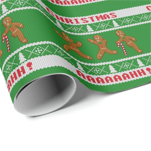 Oogstbeker met kerst Scared Gingerbreadmen Green Cadeaupapier (Rol Hoek)
