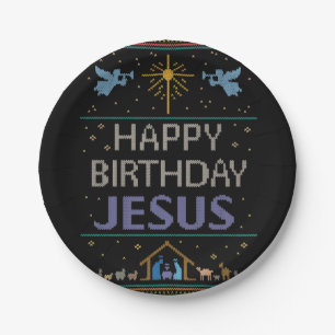 Oogstbeker met Kerstmis - Happy Birthday Jesus Papieren Bordje