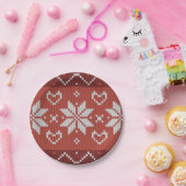 Oogstbeker Scandinavian Knit Red Heart Papieren Bordje (Feest)