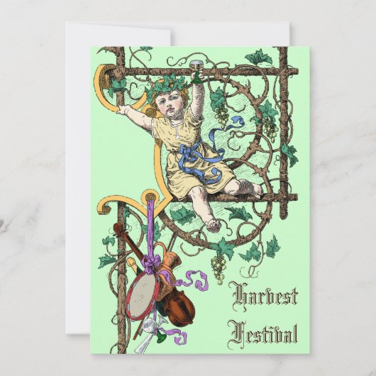 Oogstfestival herfstwijnbeurs stijl kaart (Voorkant)