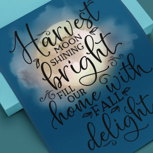 Oogstmaan Herfst Plezier Gedicht Blauw Poster