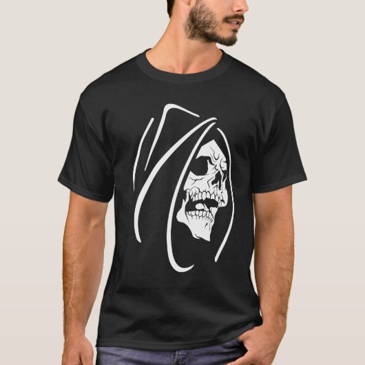 Oogstmansilhouet Gotische Doodskunst T-shirt (Voorkant)