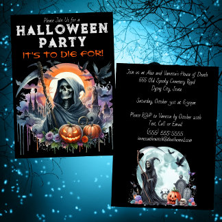 Oogstpompoenen en Grafheuvel Halloween Feest Kaart