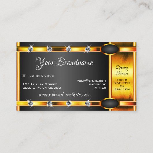 Oogstrelend Sinaasappel Gouden en Zwart met Diaman Visitekaartje (Achterkant)