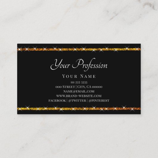 Oogstrelende Glamoureuze Glitter Sparkly Stars Zwa Visitekaartje (Achterkant)