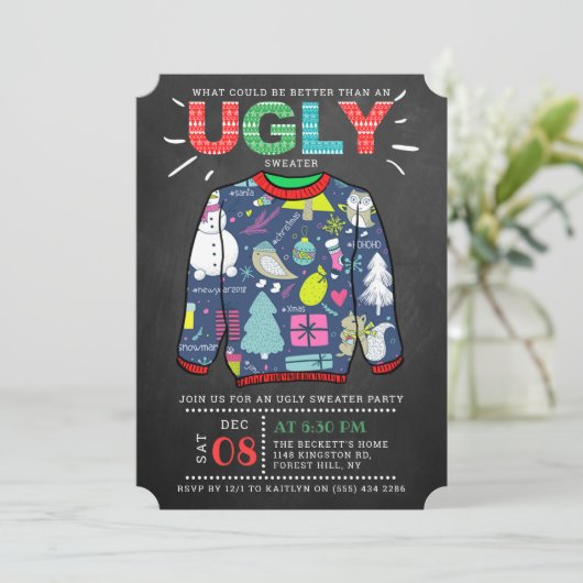 Oogstrelende kerstfeestdag in Chalkboard Kaart (Staand voorkant)