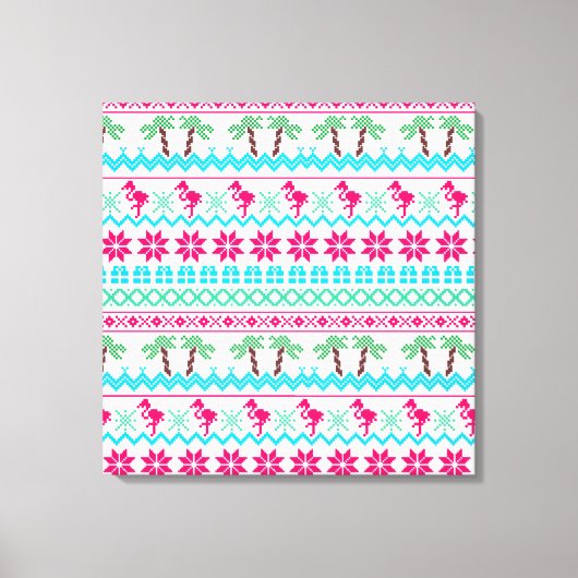 Oogstrelende kerstkeuken Tropische Flamingo Canvas Afdruk (Voorkant)